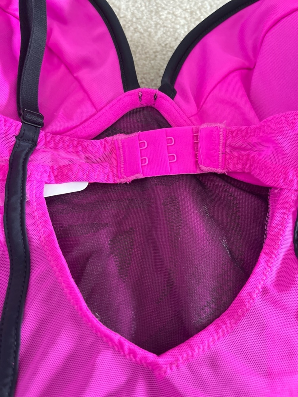 La Senza Hot Pink & Black Mesh Bustier Corset with Garters and Removable Padding - Picture 7 of 11